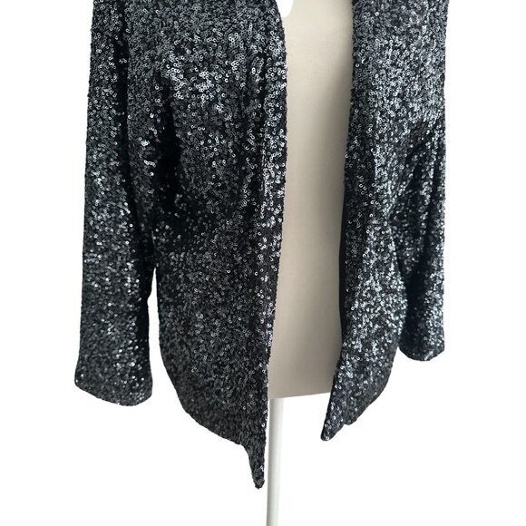 GAP Black Sequin Swing Jacket Blazer Size Medium - Picture 4 of 9